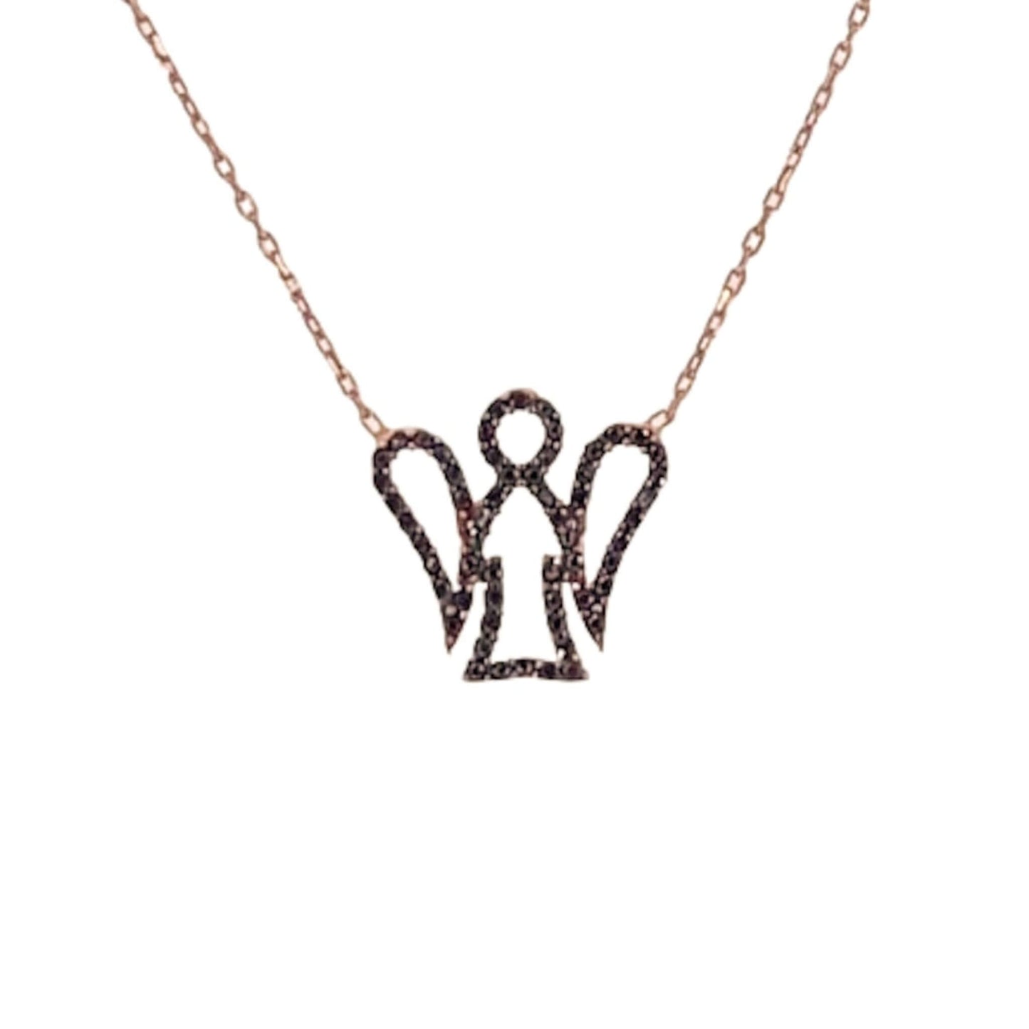 Collar Gargantilla Ángel Calado Oro Rosa con Circonitas Negras. Joyeria Osnor