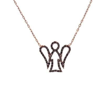Collar Gargantilla Ángel Calado Oro Rosa con Circonitas Negras. Joyeria Osnor