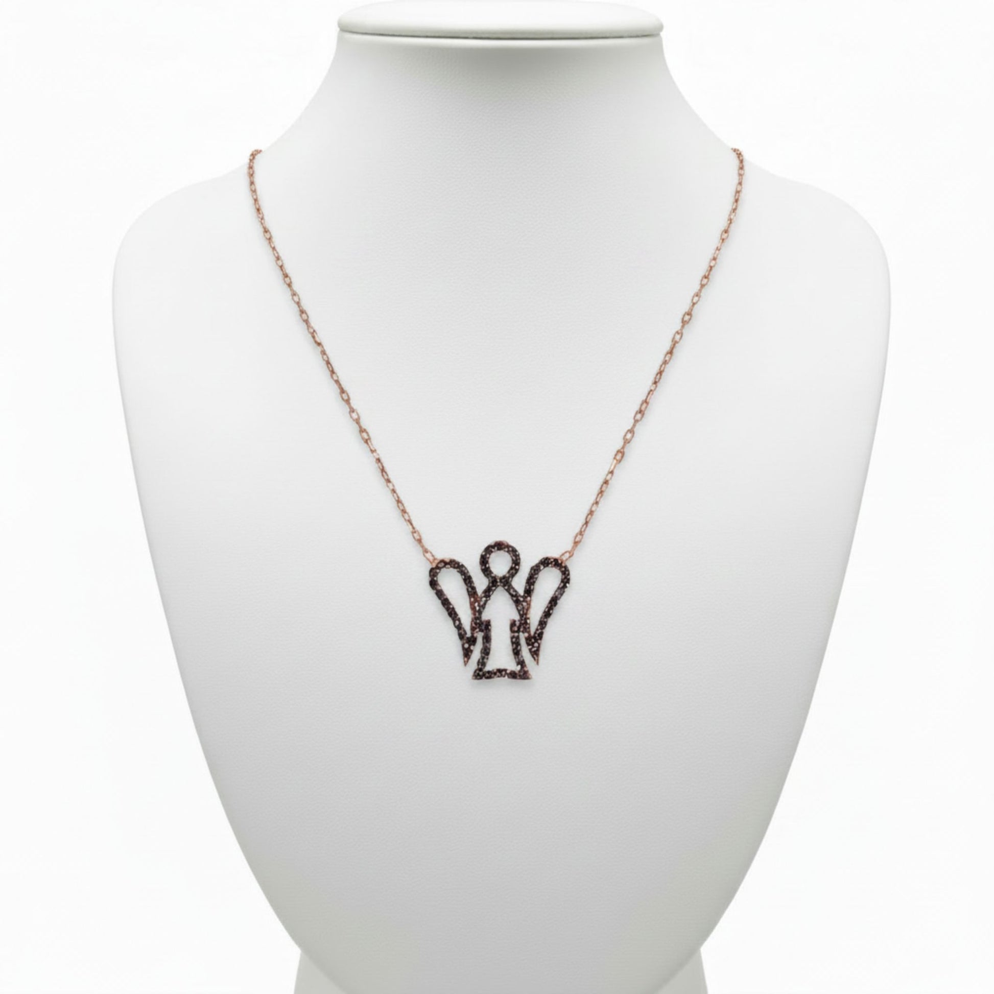 Collar Gargantilla Ángel Calado Oro Rosa con Circonitas Negras. Joyeria Osnor