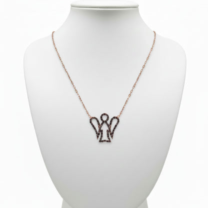 Collar Gargantilla Ángel Calado Oro Rosa con Circonitas Negras. Joyeria Osnor