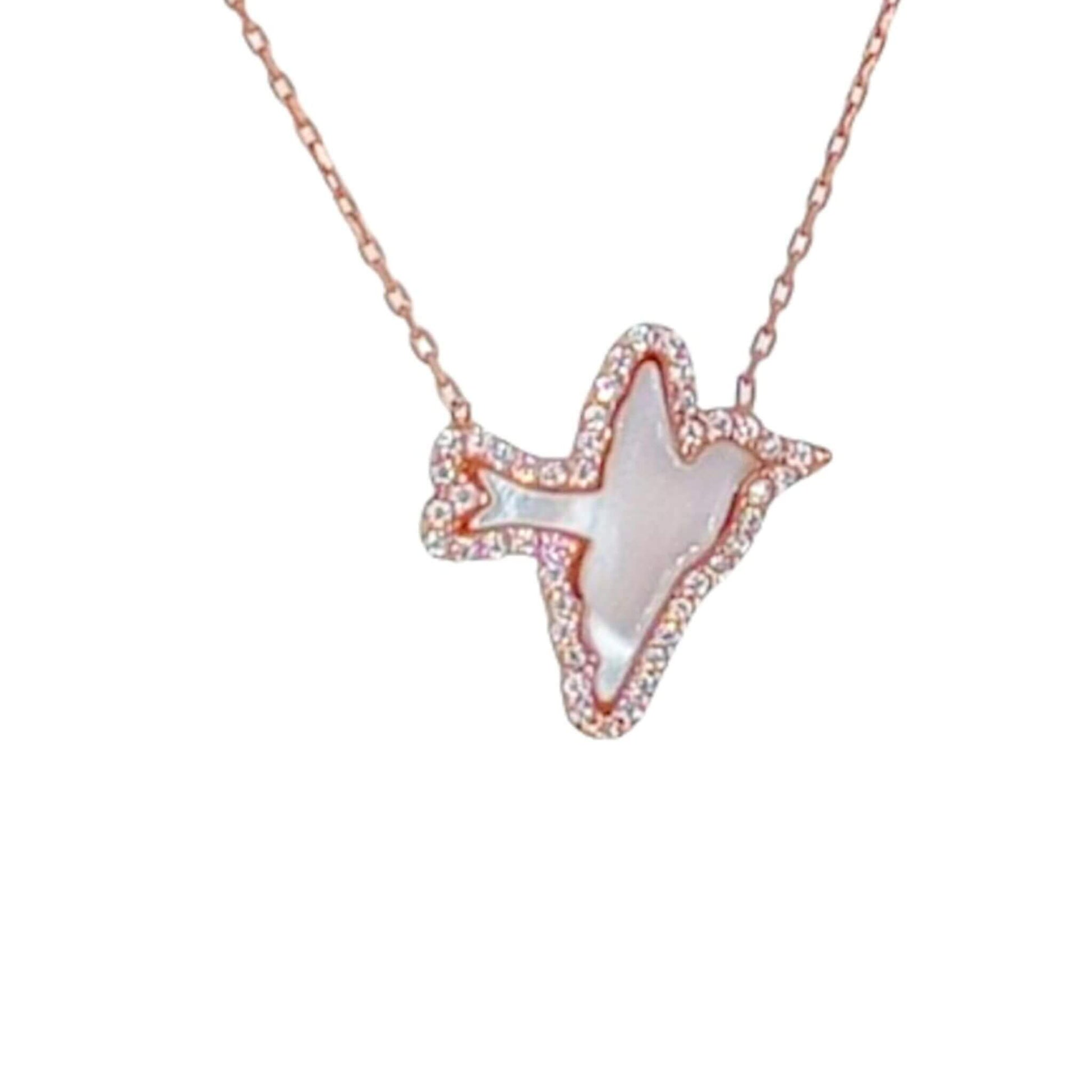 Collar Gargantilla Colgante Ave Nácar Circonitas | Plata Baño Oro Rosa