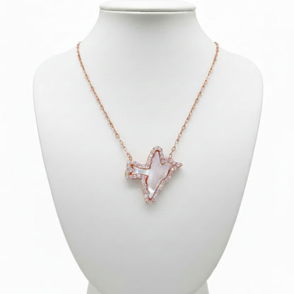 Collar Gargantilla Colgante Ave Nácar Circonitas | Plata Baño Oro Rosa
