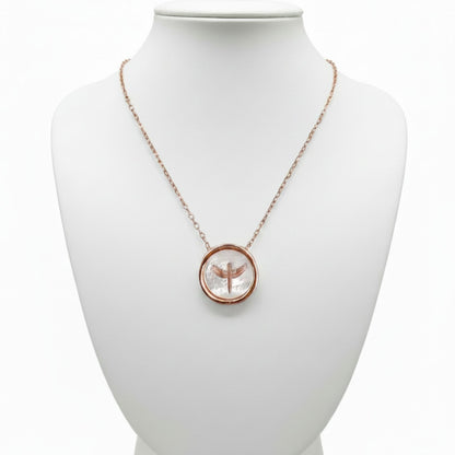 Collar Gargantilla Medalón Libélula · Plata 925 Baño Oro Rosa con Nácar. Joyeria Osnor