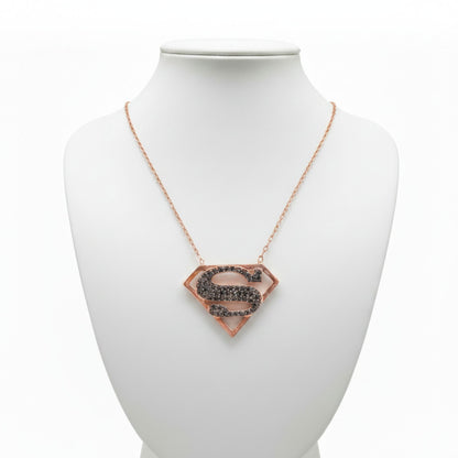 Collar Gargantilla Superman · Plata 925 Baño Oro Rosa con Circonitas Negras. Joyeria Osnor