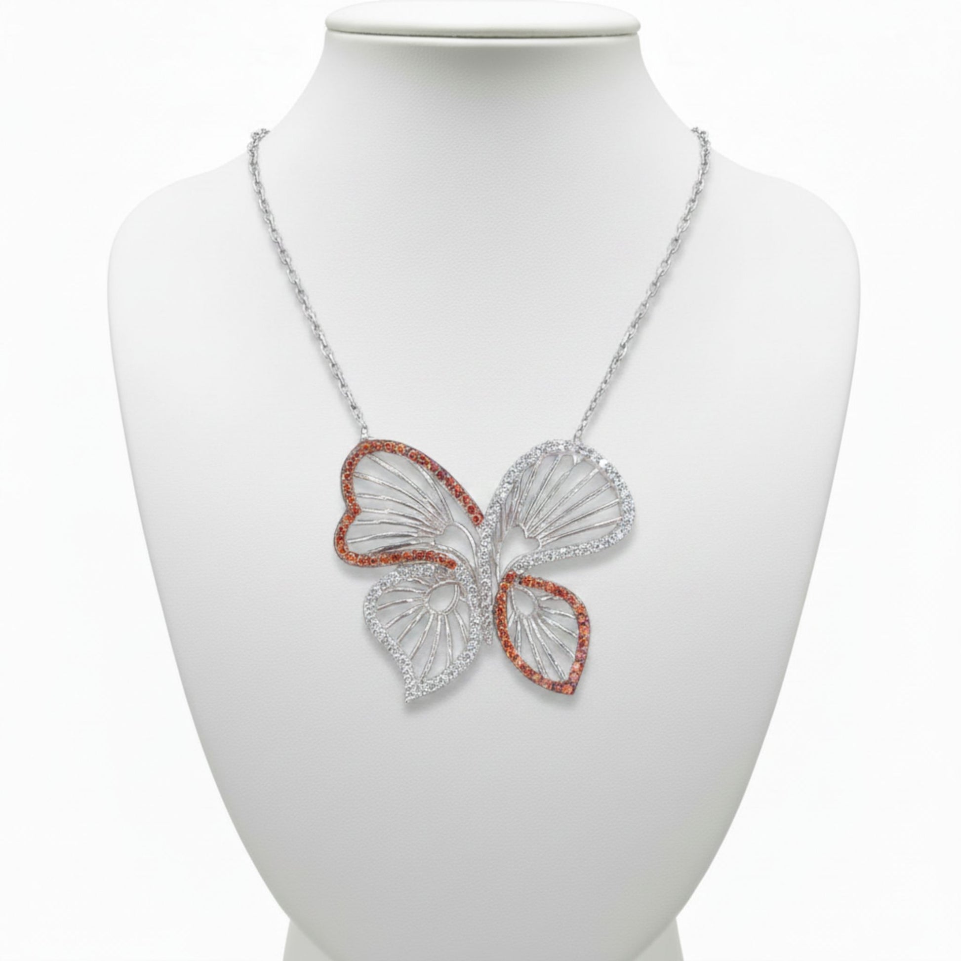 Collar Mariposa Calada Plata Rodio con Circonitas.Joyeria Osnor