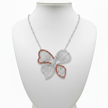 Collar Mariposa Calada Plata Rodio con Circonitas.Joyeria Osnor