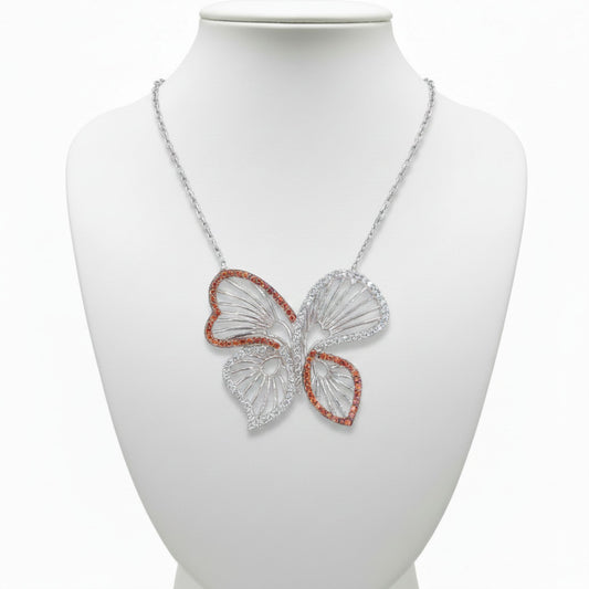 Collar Mariposa Calada Plata Rodio con Circonitas.Joyeria Osnor
