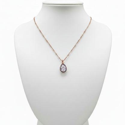 Collar Gargantilla Gota Plata Rosa con Circonita Blanca.Joyeria Osnor