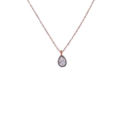 Collar Gargantilla Gota Plata Rosa con Circonita Blanca.Joyeria Osnor