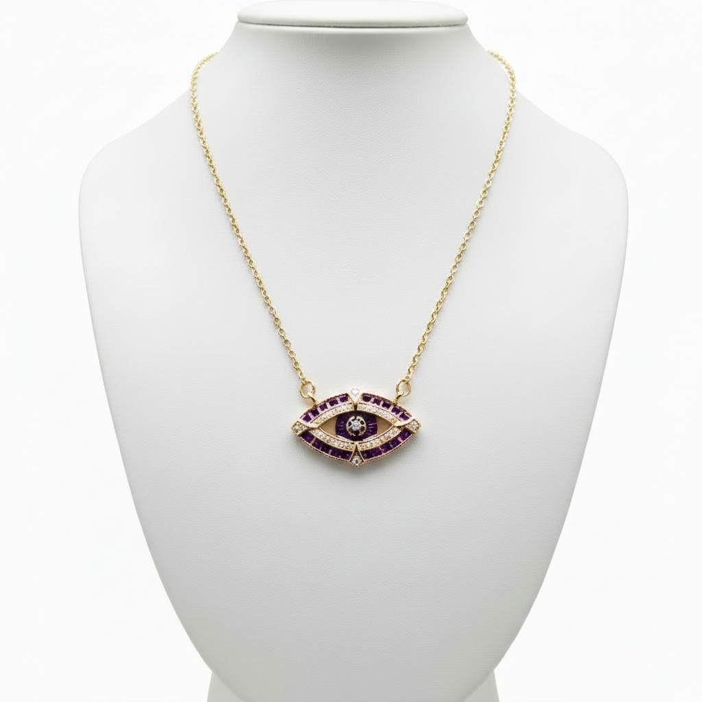 Collar ojo en expositor blanco