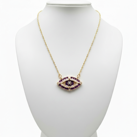 Collar ojo en expositor blanco