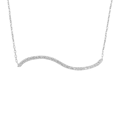 Collar Gargantilla Ola · Plata 925 Acabado Rodio con Circonitas Blancas. Joyeria Osnor