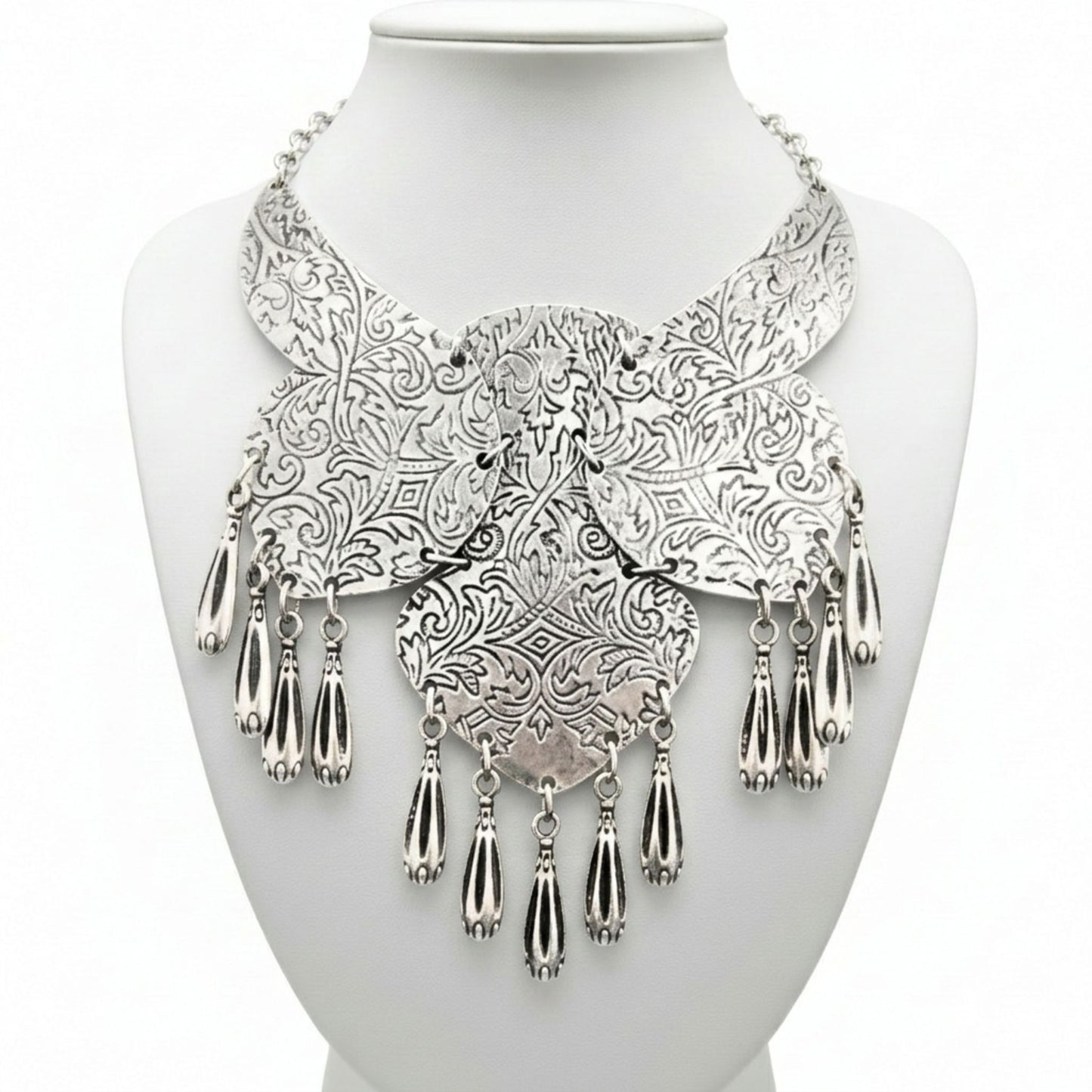 collar de zamak mujer plateado exclusivo volumen joyeria osnor zamak