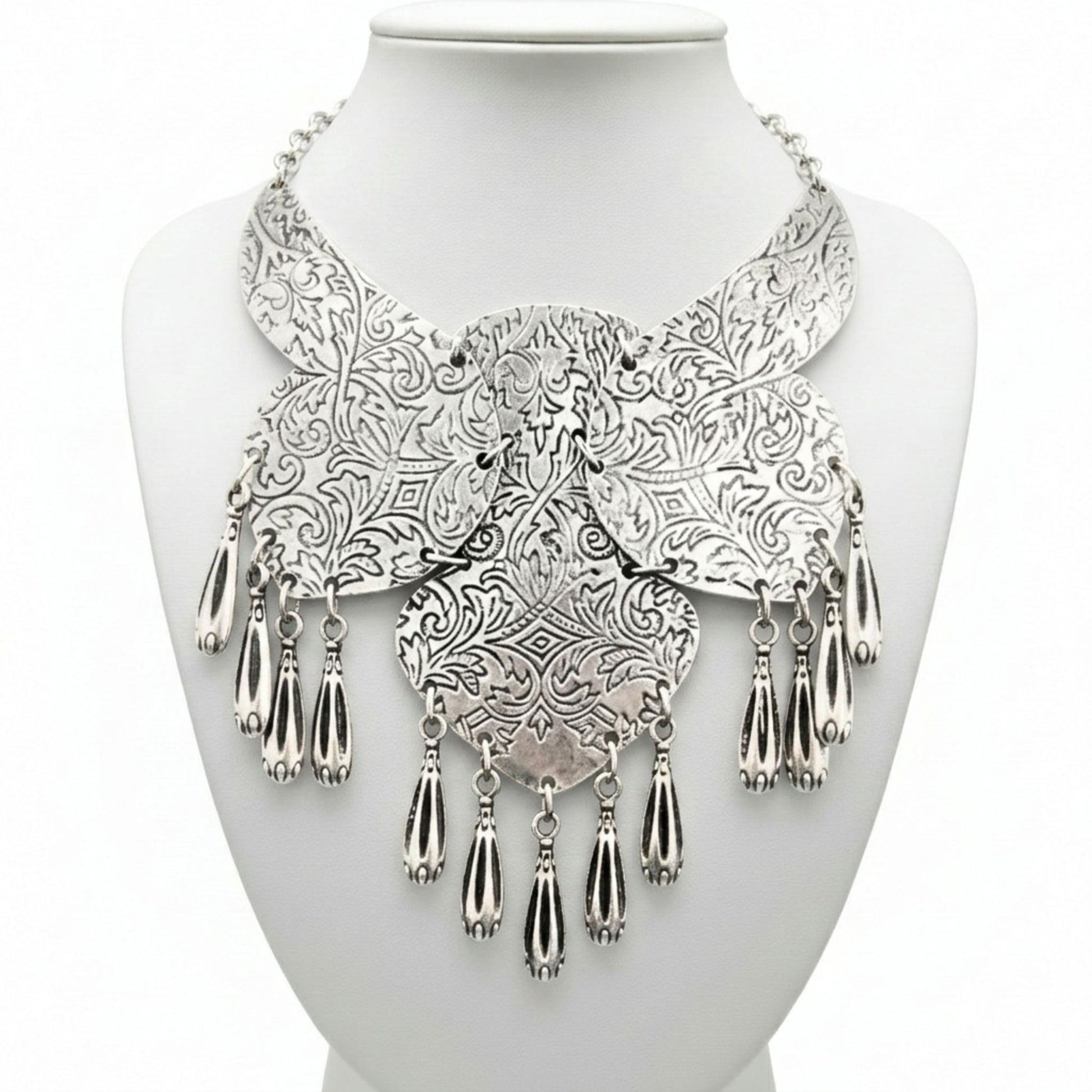 collar de zamak mujer plateado exclusivo volumen joyeria osnor zamak