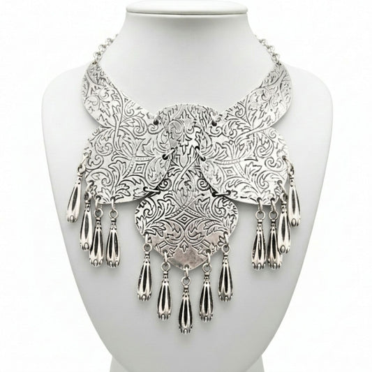 collar de zamak mujer plateado exclusivo volumen joyeria osnor zamak