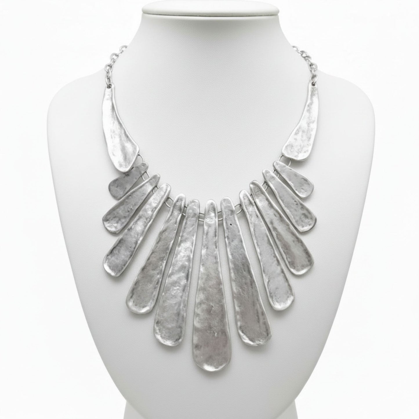 Collar Gargantilla Zamak mujer Plateada en Abanico Colgante  Geométrico Joyeria Osnor Zamak