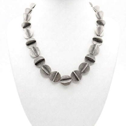 Collar cadena gargantilla zamak mujer volumen hipoalergénico plateado aleación cierre de gancho unisex diseño joyería osnor moda moderno elegante boda fiesta glamour lujo elegante diario 
