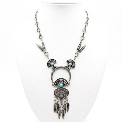 Collar cadena gargantilla zamak mujer volumen hipoalergénico plateado cierre gancho liso brillo turquesa Cadenas largo plumas diseño joyería osnor moda moderno elegante boda fiesta fashion glamour lujo 