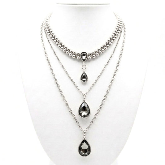Collar de zamak mujer largo diseño joyería osnor moda moderno elegante boda fiesta glamour lujo fashion diario exclusivo liso brillo volumen hipoalergénico aleación de 4 metales zinc aluminio magnesio y cobre 