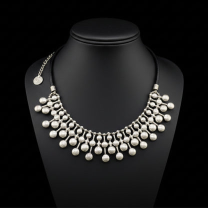 Collar Gargantilla Zamak Volumen | Cadena Piel Negra | Joyería Osnor