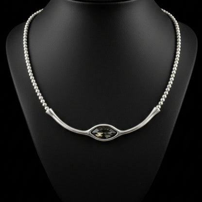 Collar Gargantilla Circonita Gris Ahumado | Zamak Plateado | Joyería Osnor