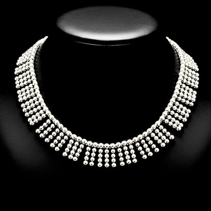 collar flecos de zamak tipo gargantilla plateado joyeria osnor zamak