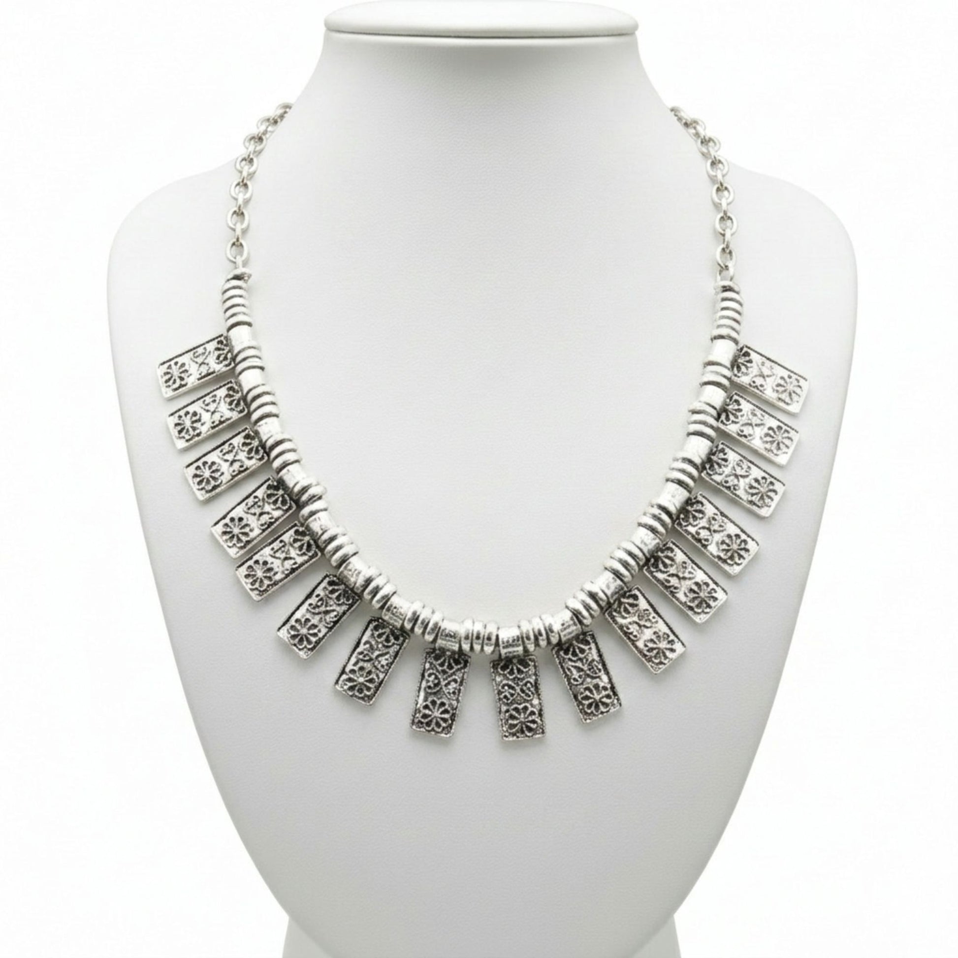 Collar Gargantilla Unisex Zamak plateado exclusivo Joyeria Osnor 