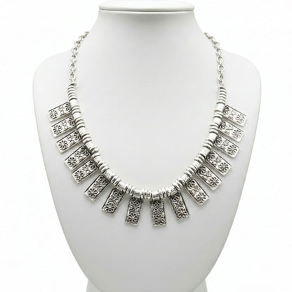 Collar Gargantilla Unisex Zamak plateado exclusivo Joyeria Osnor 