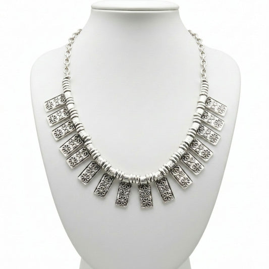 Collar Gargantilla Unisex Zamak plateado exclusivo Joyeria Osnor 