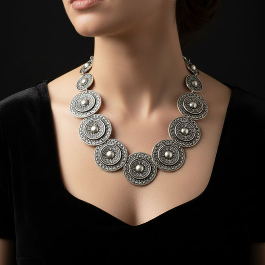 Collar Zamak medallones hipoalergénico mujer joyería osnor zamak
