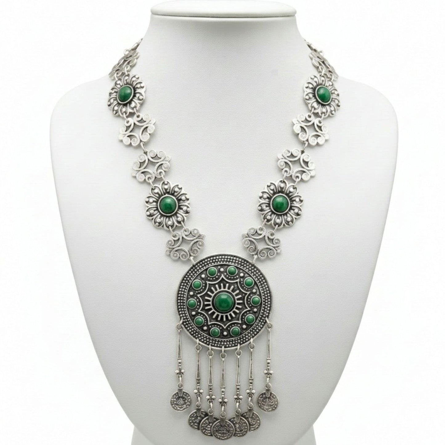 collar largo de zamak mujer circonitas verde mujer joyeria osnor zamak 
