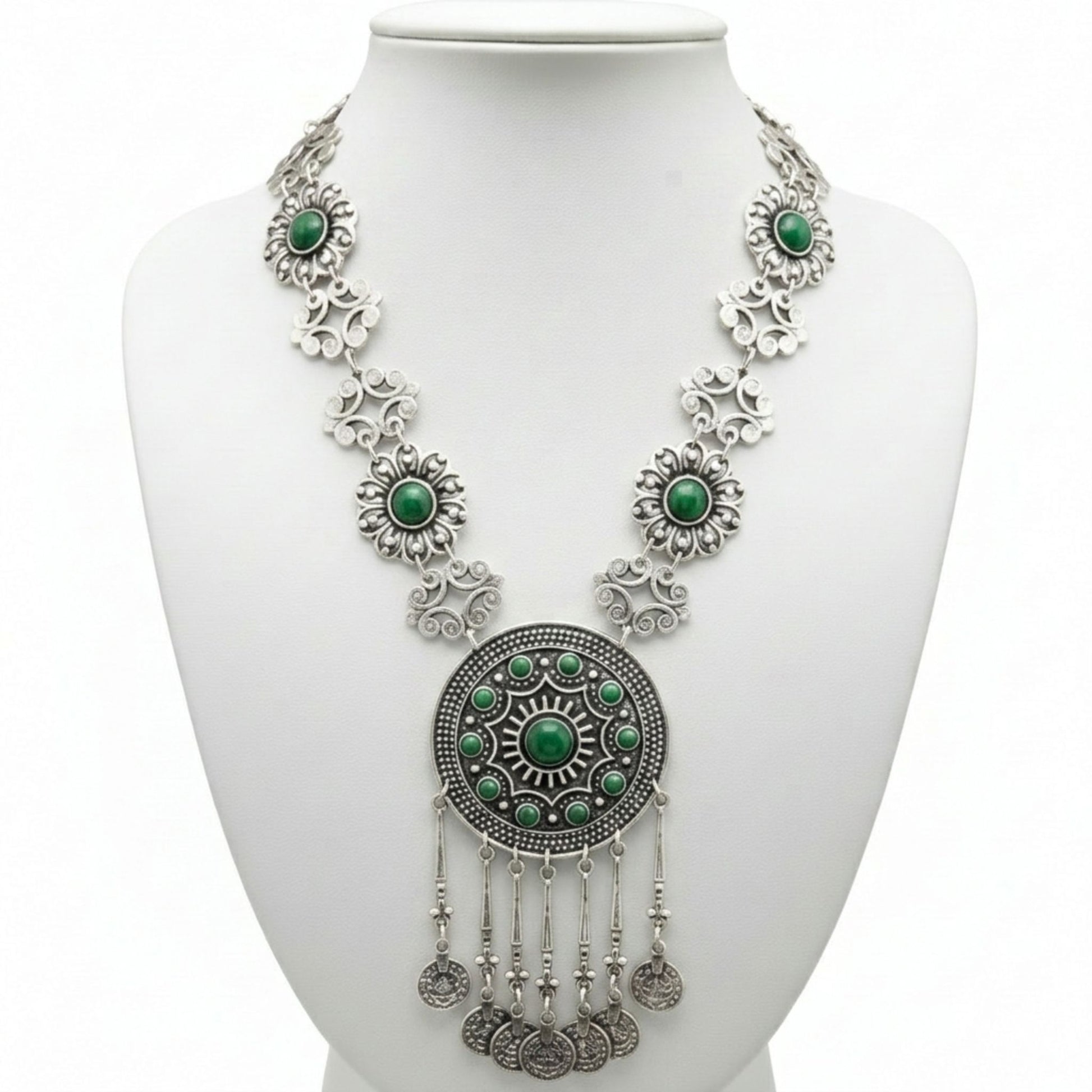 collar largo de zamak mujer circonitas verde mujer joyeria osnor zamak 