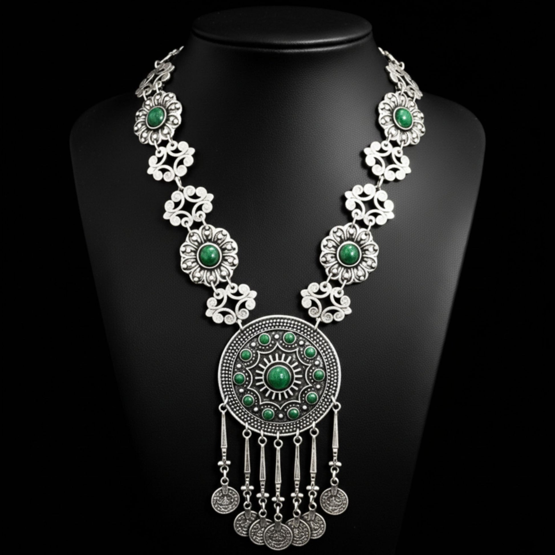 collar largo de zamak circonitas verde mujer joyeria osnor zamak 