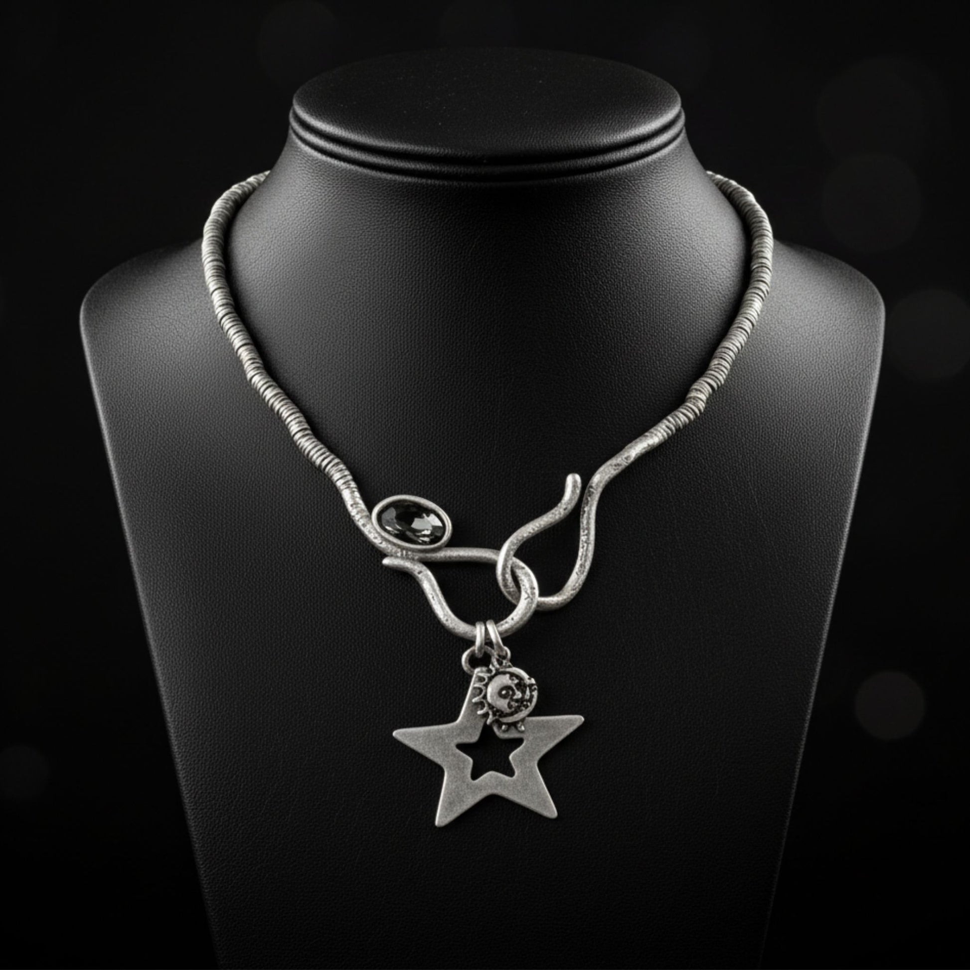 Collar Zamak Mujer Estrella, Luna y Sol con Circonita Joyeria Osnor