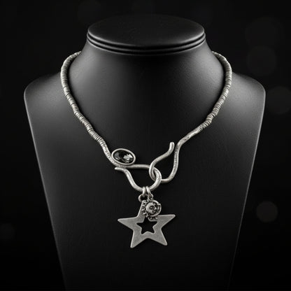 Collar Zamak Mujer Estrella, Luna y Sol con Circonita Joyeria Osnor