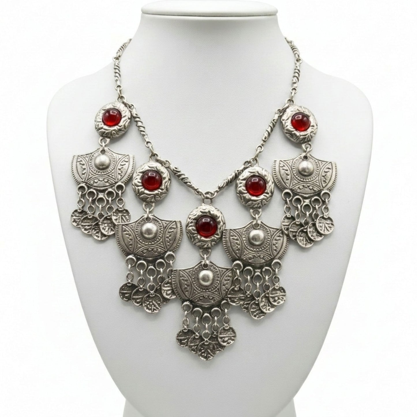 collar de zamak mujer piedras rojas exclusivo joyeria osnor zamak
