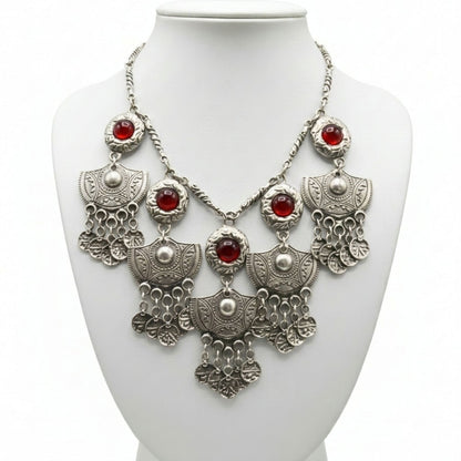 collar de zamak mujer piedras rojas exclusivo joyeria osnor zamak