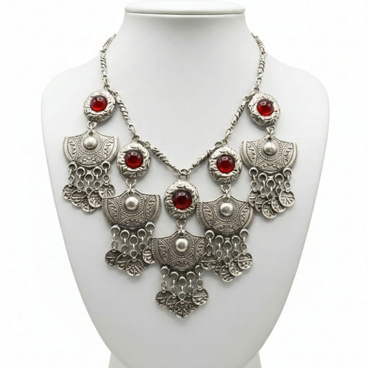collar de zamak mujer piedras rojas exclusivo joyeria osnor zamak