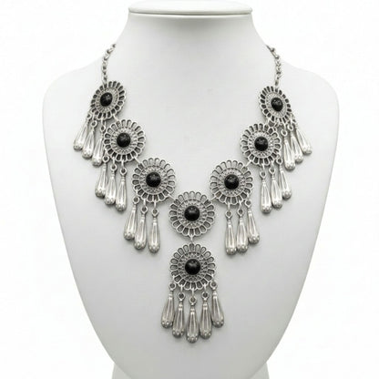 collar gargantilla zamak de mujer diseño exclusivo con piedra negra joyeria osnor zamak