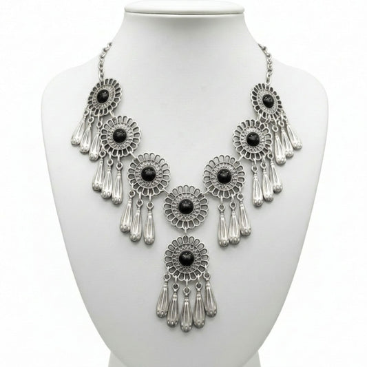collar gargantilla zamak de mujer diseño exclusivo con piedra negra joyeria osnor zamak