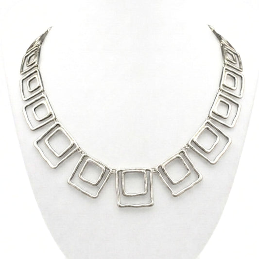 Collar cadena gargantilla zamak unisex volumen cierre de gancho diseño joyería osnor moda moderno elegante boda fiesta glamour lujo exclusivo hipoalergénico plateado aleación ajustable 