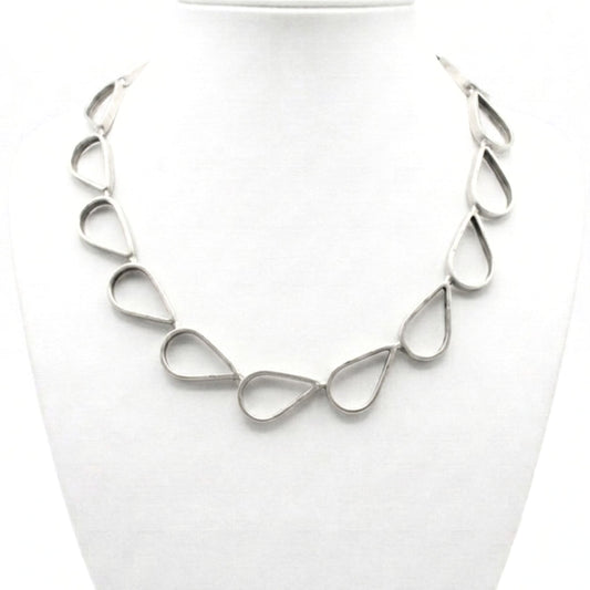 Collar de zamak unisex volumen cierre de gancho unisex diseño joyería osnor moda moderno elegante boda fiesta glamour lujo exclusivo hipoalergénico plateado aleación ajustable 