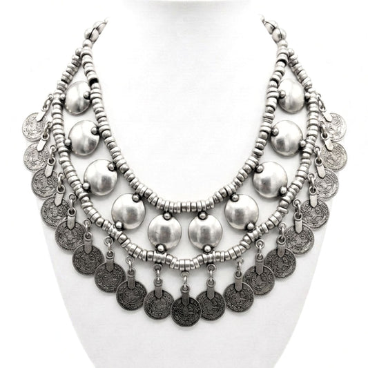 Collar cadena gargantilla zamak mujer volumen hipoalergénico plateado aleación cierre de gancho diseño joyería osnor moda moderno elegante boda fiesta fashion glamour lujo exclusivo único 