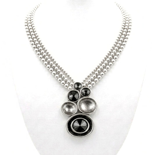 Collar cadena gargantilla zamak mujer volumen hipoalergénico plateado aleación ajustable diseño joyería osnor moda moderno elegante boda fiesta glamour lujo elegante diario exclusivo único 