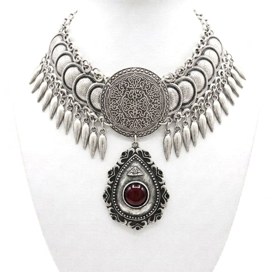 Collar cadena gargantilla zamak mujer volumen hipoalergénico plateado aleación ajustable diseño joyería osnor moda moderno elegante boda fiesta glamour lujo elegante diario plumas monedas 