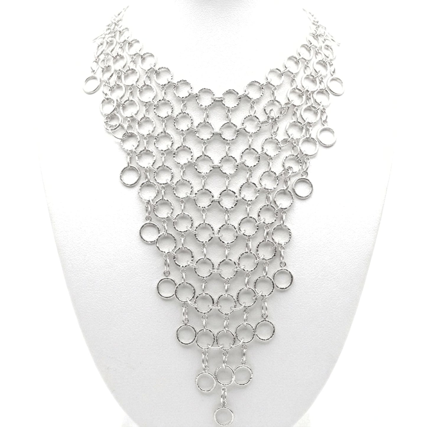 Collar cadena gargantilla zamak mujer volumen hipoalergénico plateado aleación ajustable cierre de gancho largo diseño joyería osnor moda moderno elegante boda fiesta glamour lujo 