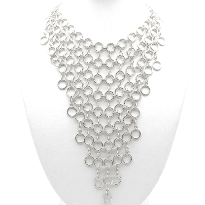Collar cadena gargantilla zamak mujer volumen hipoalergénico plateado aleación ajustable cierre de gancho largo diseño joyería osnor moda moderno elegante boda fiesta glamour lujo 