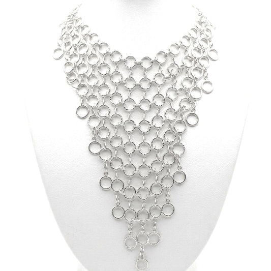 Collar cadena gargantilla zamak mujer volumen hipoalergénico plateado aleación ajustable cierre de gancho largo diseño joyería osnor moda moderno elegante boda fiesta glamour lujo 