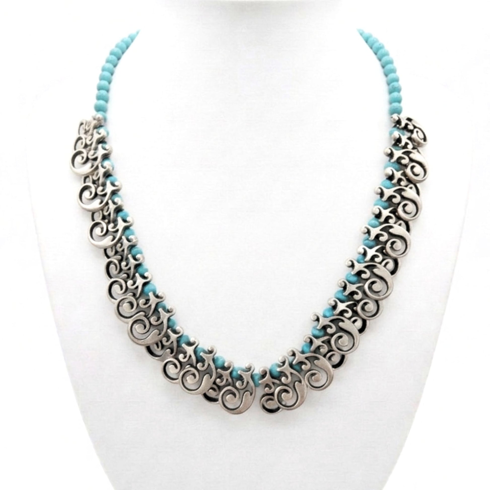 Collar cadena gargantilla zamak mujer diseño joyería osnor moda moderno elegante boda fiesta glamour lujo elegante diario turquesa hipoalergénico plateado aleación cierre de gancho 