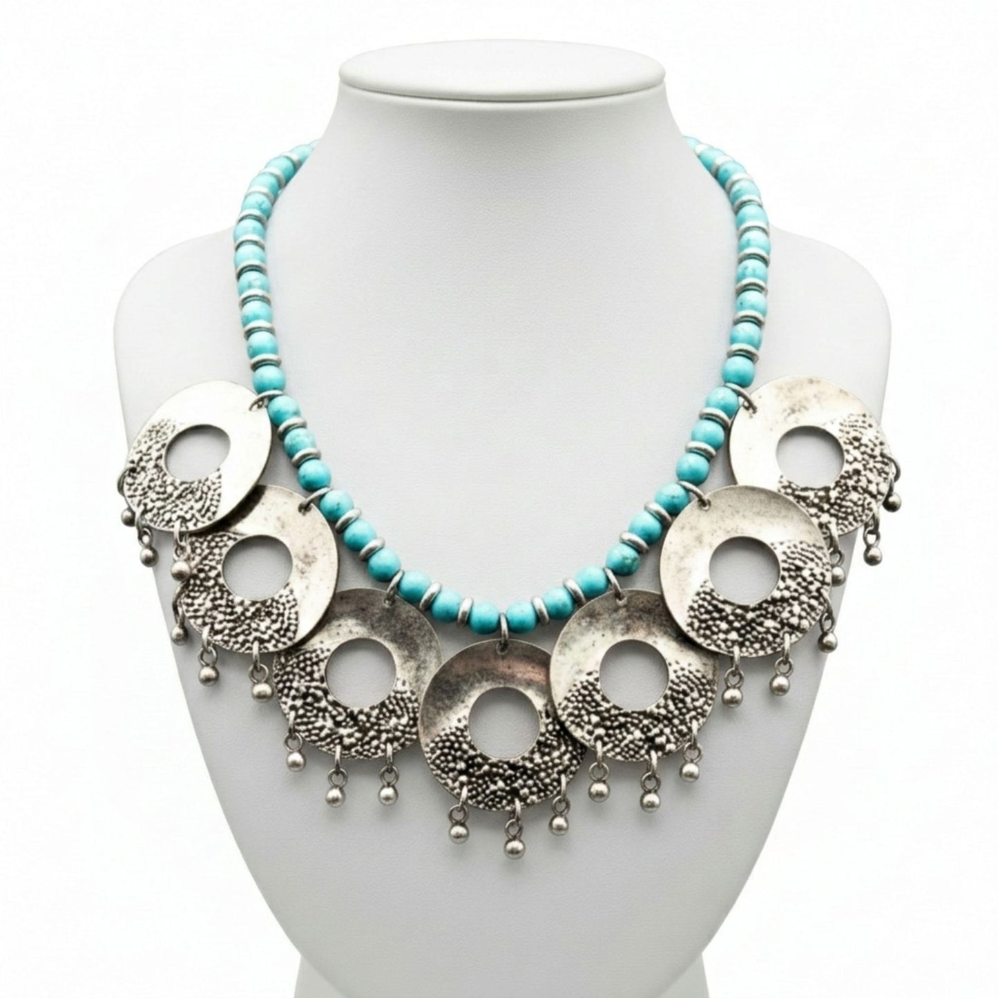 collar gargantilla de zamak y turquesa mujer exclusivo joyeria osmor zamak